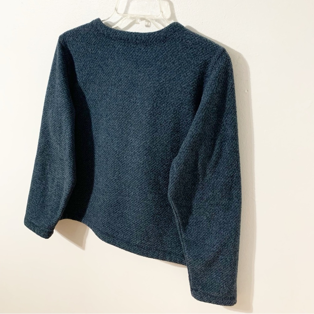 L.L. Bean Flecked Fleece Button Front Jacket Rounded Neckline Size Small - Picture 4 of 10